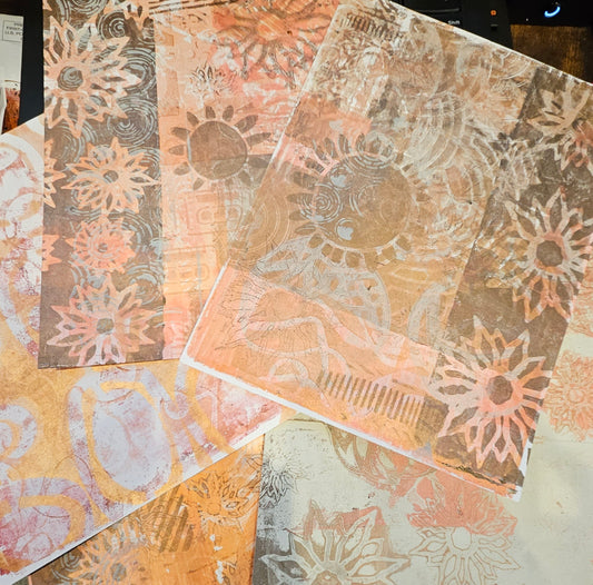Rose Gold and Brown (4) 8.5x11 and (1) 8x10 papers - Brown, Broze, Rose Gold, Black, Flower, Sun, Leaf