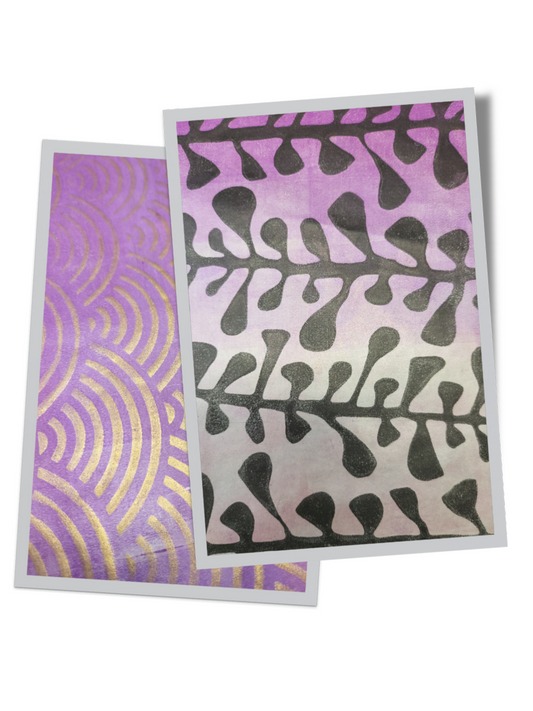 Mod Burgundy and Pink, Purple Gold Rainbow  8" x 10.5" Rice Paper (2 sheets)